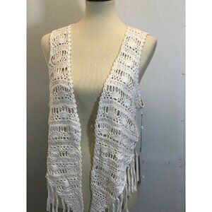 O'Neill Women's Winona White Crochet Fringe Vest Size S M L